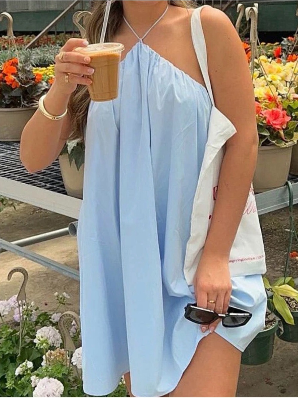 Beginning Boutique Light Blue Halter Mini Dress